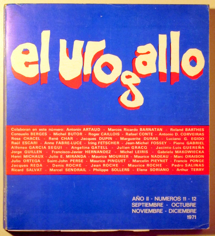 EL UROGALLO. Revista literaria bimestral nº 11-12 - Septiembre-diciembre 1971