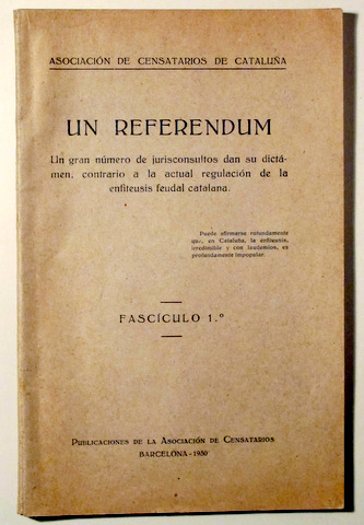 UN REFERENDUM - Barcelona 1930