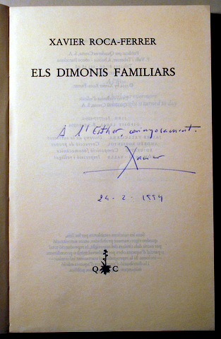 ELS DIMONIS FAMILIARS - Barcelona 1997 - Dedicatòria a Esther Tusquets.