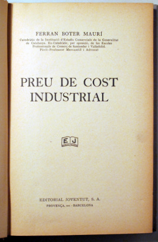PREU DEL COST INDUSTRIAL - Barcelona 1934