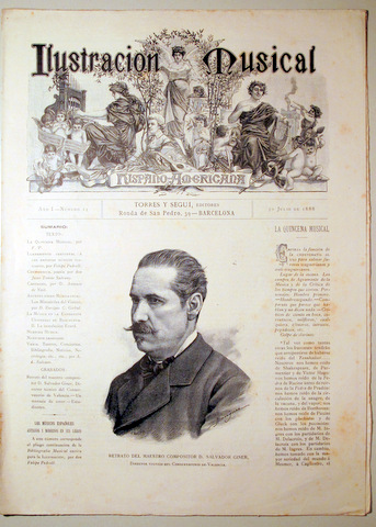 ILUSTRACIÓN MUSICAL HISPANO-AMERICANA. Año I. Número 13 - 30 julio - Barcelona 1888