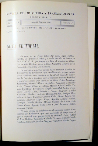REVISTA DE ORTOPÉDIA Y TRAUMATOLOGÍA - Madrid 1968