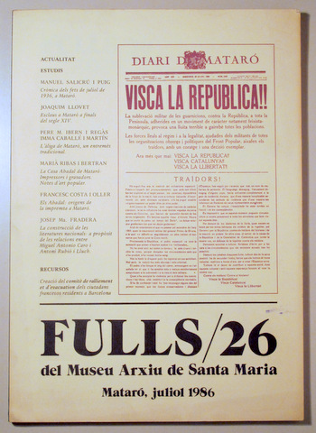 FULLS/26 - Mataró 1986 - Molt il·lustrat