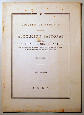 DIÓCESIS DE MENORCA. ALOCUCIÓN PASTORAL - Menorca 1952