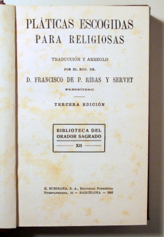 PLÀTICAS ESCOGIDAS PARA RELIGIOSAS - Barcelona 1942