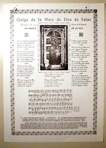 GOIGS DE LA MARE DE DÉU DE SALAS. Venerada a la seva Ermita de Viladecans - Facsímil
