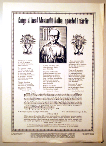 GOIGS AL BEAT MAXIMILIÀ KOLBE, APÒSTOL I MÀRTIR - Barcelona 1974
