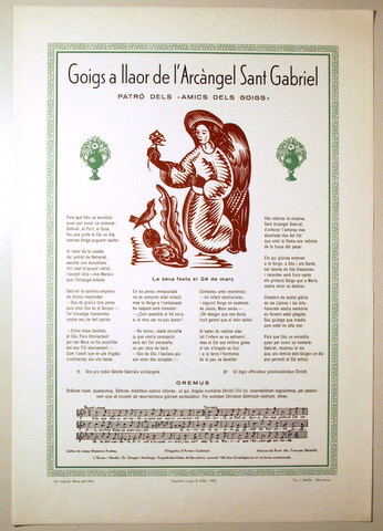 GOIGS A LLAOR DE L' ARCÀNGEL SANT GABRIEL - Barcelona 1962