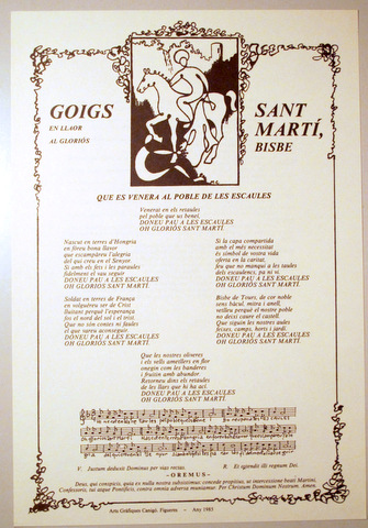 GOIGS A LLAOR DEL GLORIÓS SANT MARTÍ BISBE - Figueres 1985