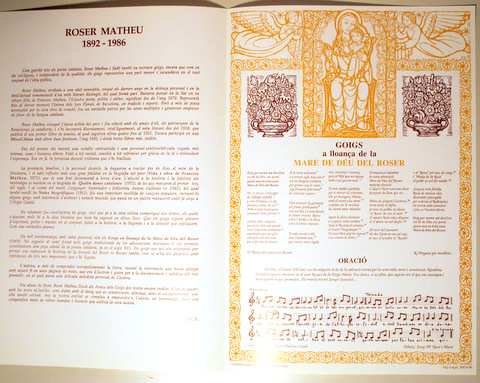 GOIGS A LLOANÇA DE LA MARE DE DÉU DEL ROSER - Barcelona 1986