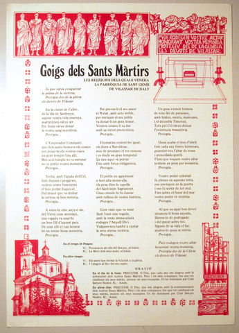 GOIGS DELS SANTS MÀRTIRS - Vilassar de dalt 1987