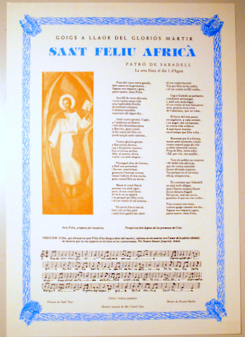 GOIGS A LLAOR DEL GLORIÓS MÀRTIR SANT FELIU AFRICÀ - Sabadell 1986