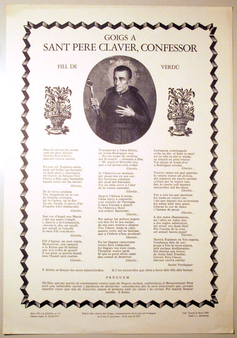 GOIGS A SANT PERE CLAVER, CONFESSOR - Barcelona 1977