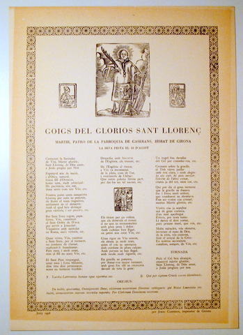 GOIGS DEL GLORIÓS SANT LLORENÇ - Girona 1956