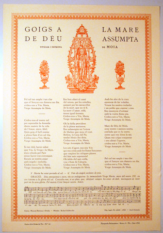 GOIGS A LA MARE DE DÉU ASSUMPTA - Vic 1966