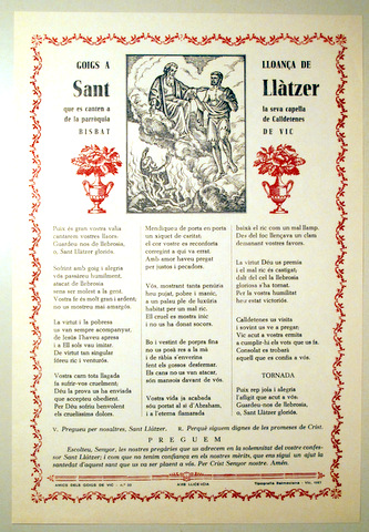 GOIGS A LLOANÇA DE SANT LLÀTZER - Vic 1967
