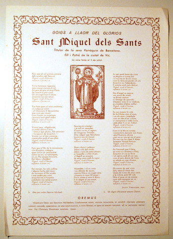 GOIGS A LLAOR DEL GLORIÓS SANT MIQUEL DELS SANTS - Vic 1979