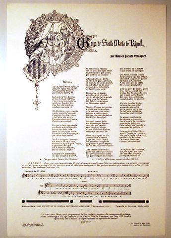 GOIGS DE SANTA MARIA DE RIPOLL - Barcelona 1973