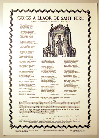 GOIGS A LLAOR DE SANT PERE - Barcelona 1979