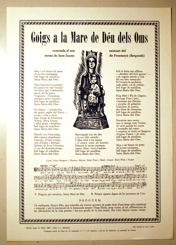 GOIGS A LLAOR DE LA MARE DE DÉU DELS OMS - Barcelona 1980