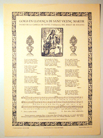 GOIGS EN LLOANÇA DE SANT VICENÇ MÀRTIR - Barcelona 1958