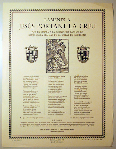 LAMENTS A JESÚS PORTANT LA CREU QUE ES VENERA A SANTA MARIA DEL MAR DE BARCELONA - Barcelona 1962