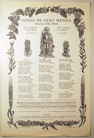 GOIGS DE SANTA MENNA - Barcelona 1956