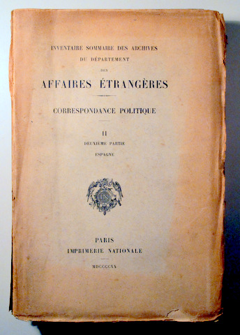 AFFAIRES ÉTRANGÈRES. CORRESPONDANCE POLITIQUE II - Paris 1920 - Livre en français