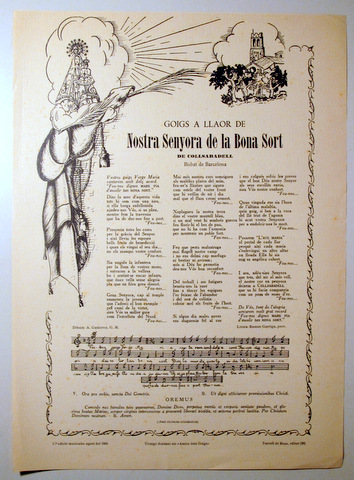 GOIGS A LLAOR DE LA MARE DE DÉU DE LA BONA SORT - Barcelona 1958 - 1ª edición musicada