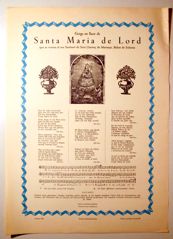 GOIGS EN LLAOR DE SANTA  MARIA DE LORD - Barcelona 1958 - 1ª edición musicada