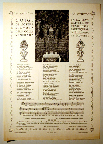 GOIGS DE NOSTRA SENYORA DELS COLLS - Barcelona 1954