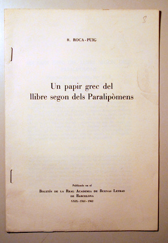 UN PAPIR GREC DEL LLIBRE SEGON DELS PARALIPÒMENS - Barcelona 1962