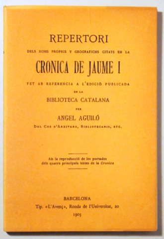 REPERTORI DE LA CRÓNICA DE JAUME I ( facsímil del 1905) - València 1997