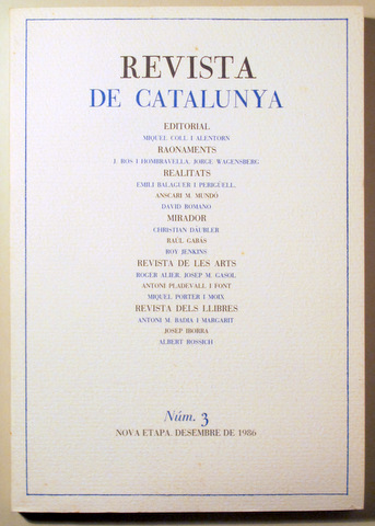 REVISTA DE CATALUNYA. NÚM. 3 - Barcelona 1986 - Il·lustrat