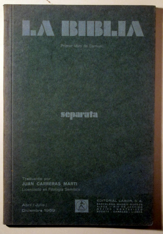 LA BIBLIA. Primer libro de Samuel - Barcelona 1969