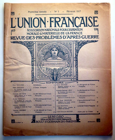 L'UNION FRANÇAISE.Nº 1 - Paris 1917