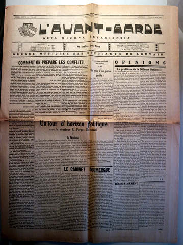 L'AVANT-GARDE. Acta diurna lovaniensia. Nº 208 - Louvain 1934