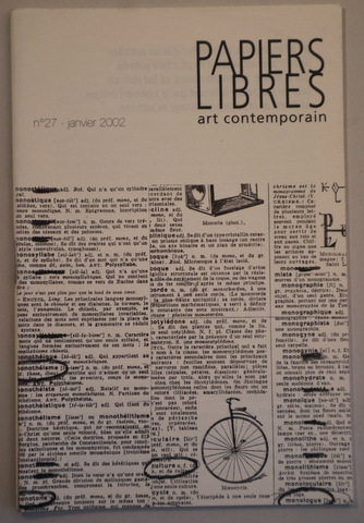PAPIERS LIBRES. Art contemporain. Nº 27 (janvier-02) -Nîmes. 2002 - Ilustrado - Livre en français