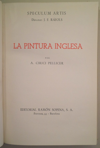 LA PINTURA INGLESA -  Barcelona 1957 - Muy ilustrado