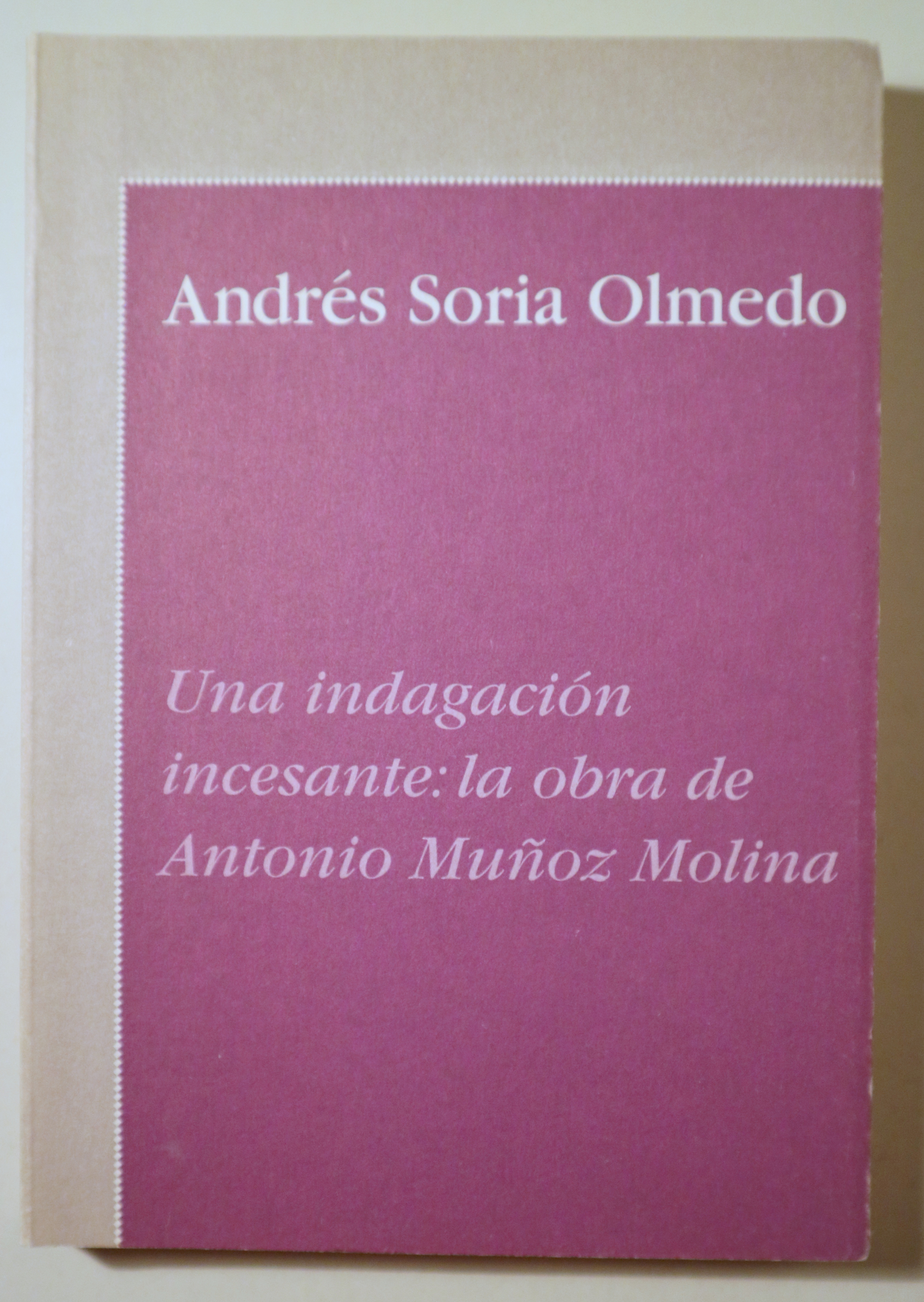 UNA INDAGACIÓN INCESANTE: LA OBRA DE A. MUÑOZ MOLINA - Madrid 1998