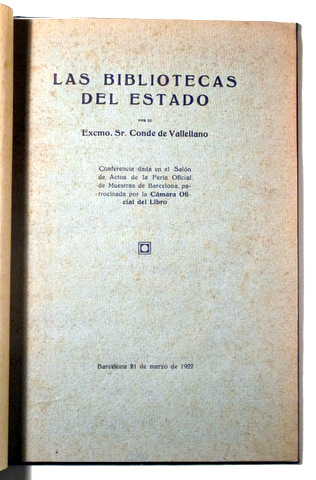 LAS BIBLIOTECAS DEL ESTADO - Barcelona 1922