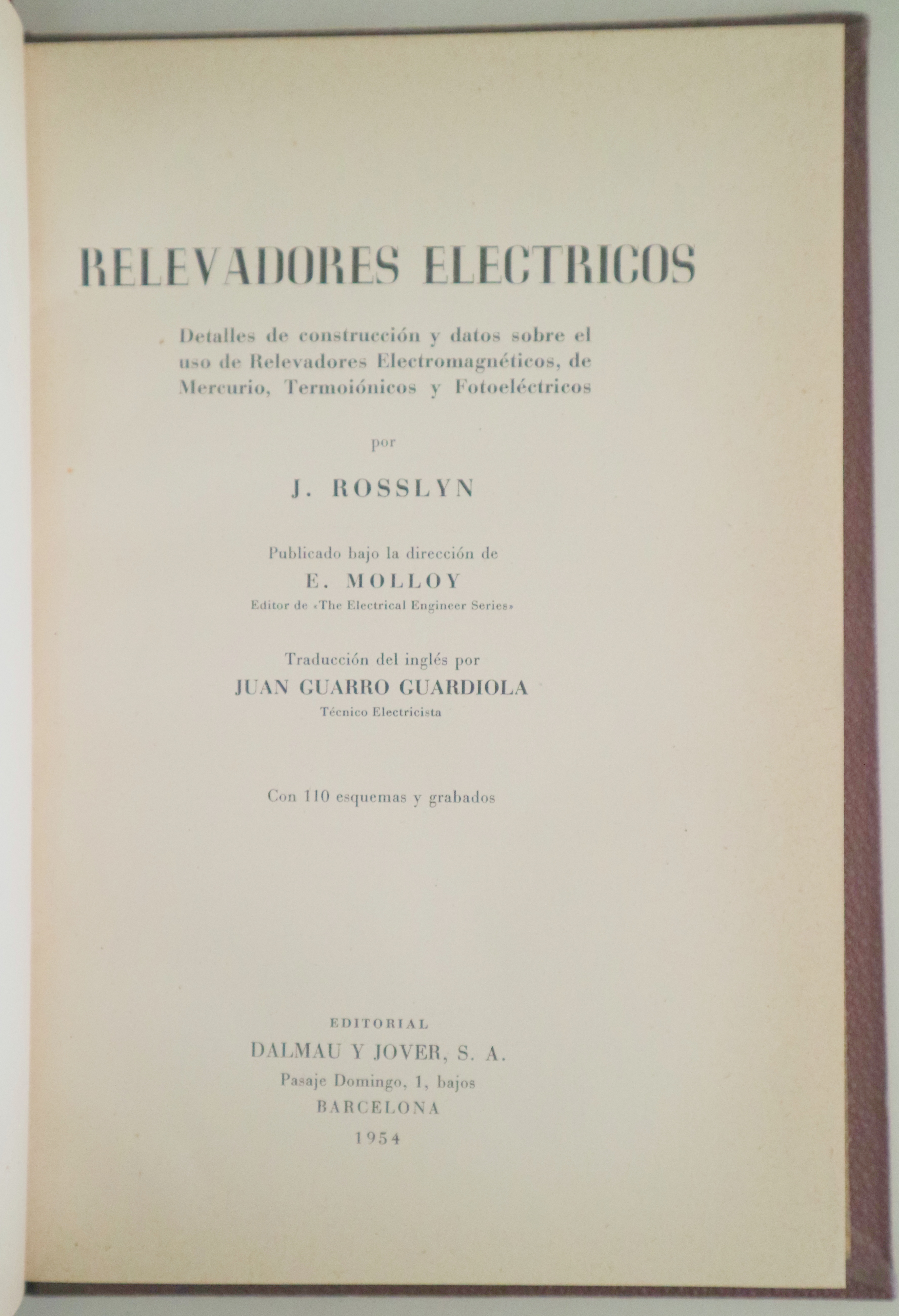 RELEVADORES ELÉCTRICOS - Barcelona 1954 - Muy ilustrado