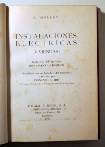 INSTALACIONES ELÉCTRICAS (viviendas) - Barcelona 1946 - Ilustrado
