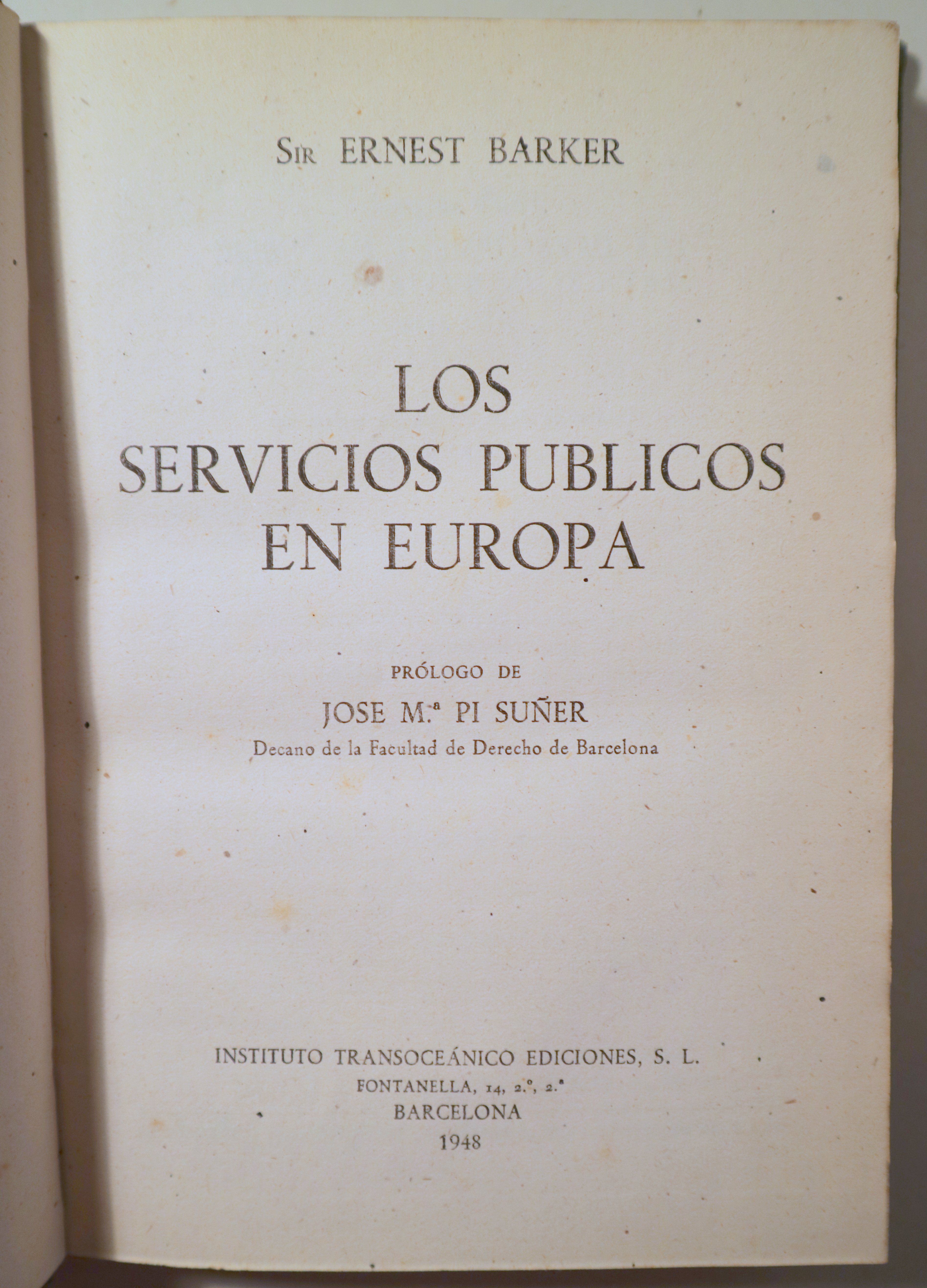LOS SERVICIOS PÚBLICOS EN EUROPA - Barcelona 1948