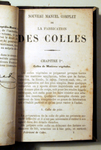 NOUVEAU MANUEL COMPLET DE LA FABRICATION DES COLLES - Paris 1876 - Ilustrado - Livre en français