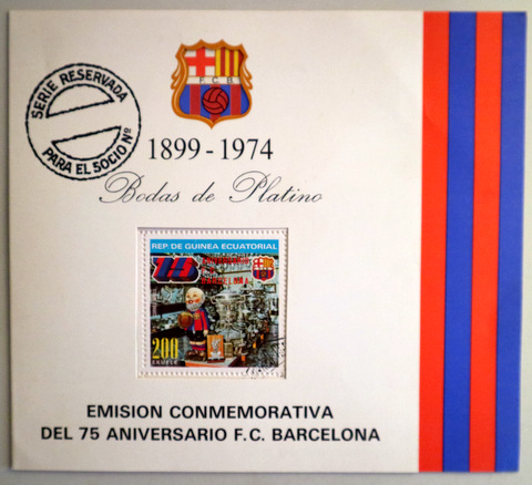 EMISIÓN SELLOS COMMEMORATIVOS DEL 75 ANIVERSARIO F.C. BARCELONA - Barcelona 1974