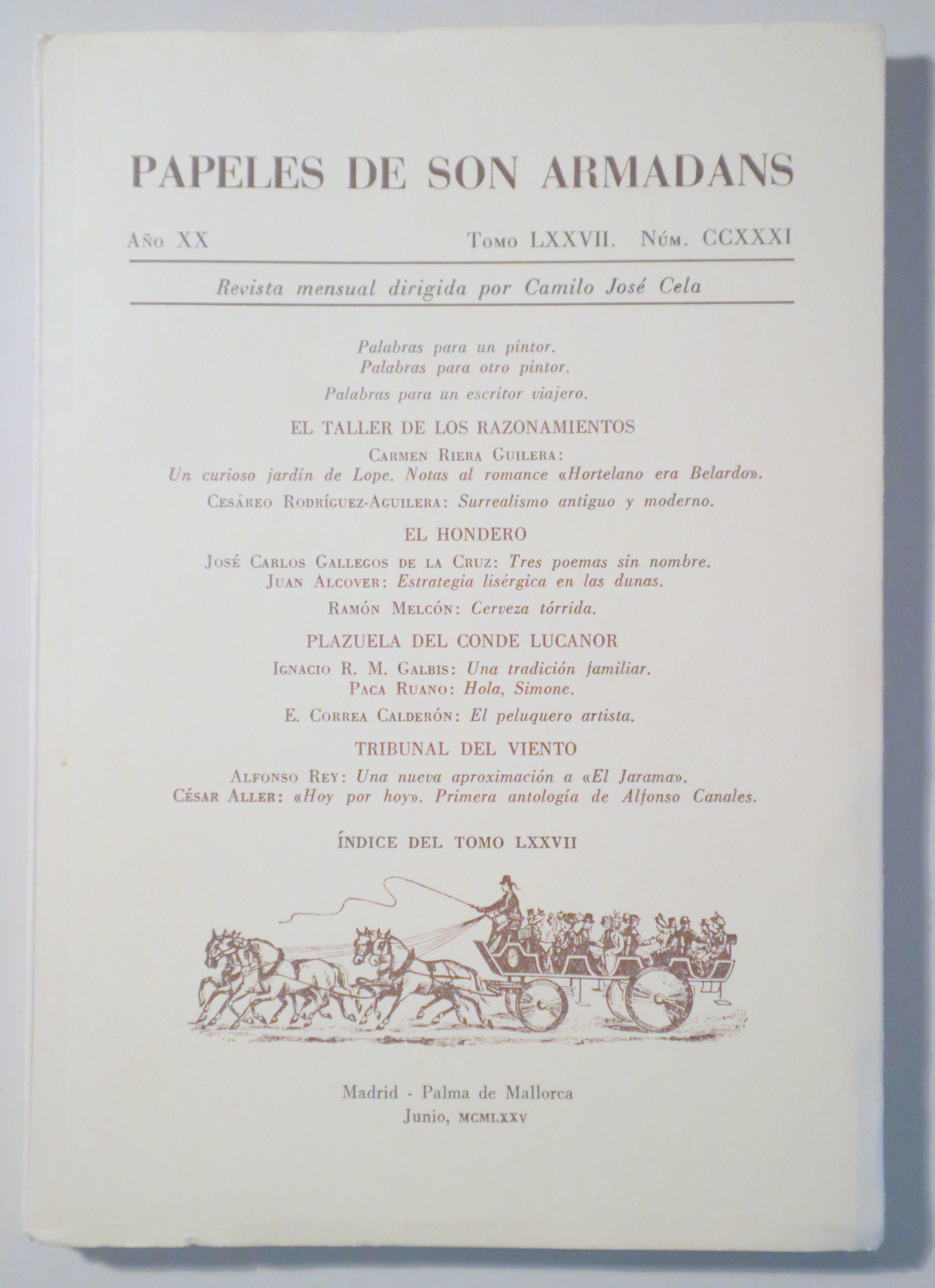 PAPELES DE SON ARMADANS. Núm. CCXXXI (231). Junio 1975 - Palma de Mallorca 1975