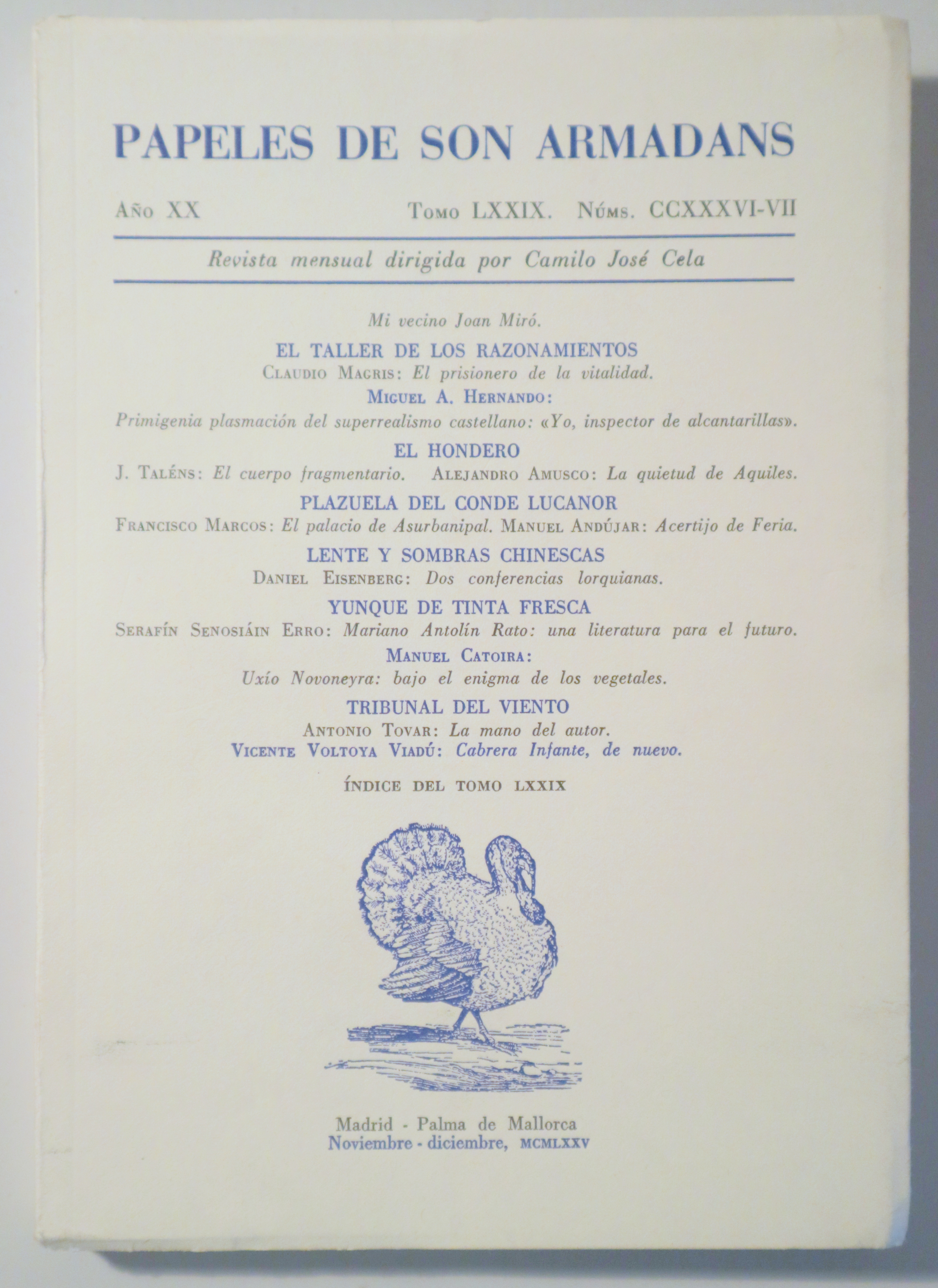 PAPELES DE SON ARMADANS. Núm. CCXXXVI-VII (236-237). Noviembre-Diciembre 1975 - Palma de Mallorca 1975