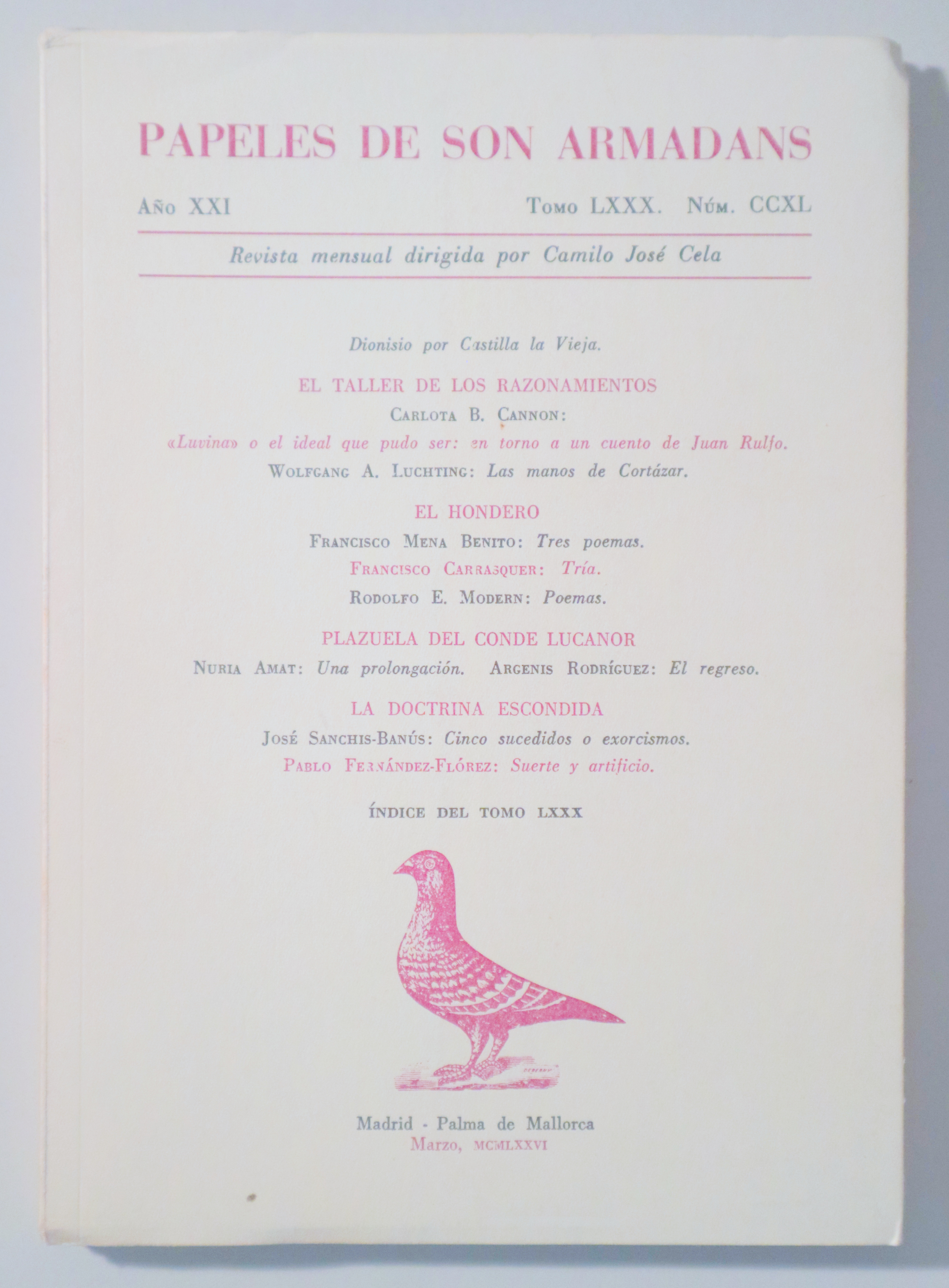 PAPELES DE SON ARMADANS. Núm. CCXL (240). Marzo 1976 - Palma de Mallorca 1976