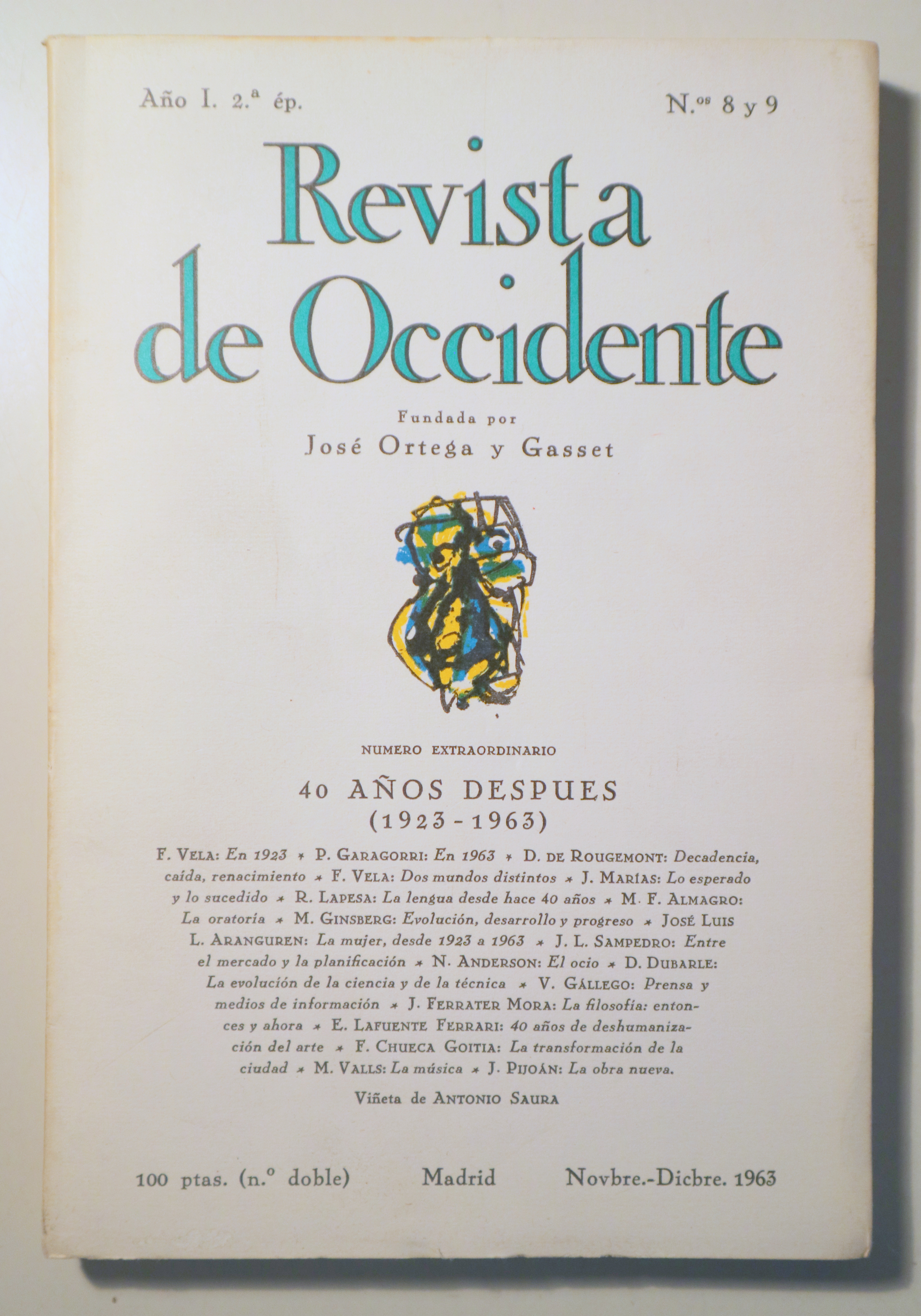 REVISTA DE OCCIDENTE. Núm.8 y 9. Noviembre Diciembre 1963 - Madrid 1963